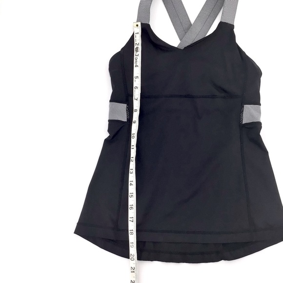 Lululemon Athletica Tank Top Black White Striped Criss Cross Back Size 6 - Picture 6 of 8